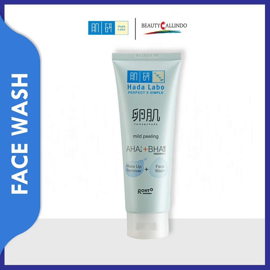 Hada Labo Tamagohada Mild Peeling AHA+BHA Makeup Remover + Face Wash Pembersih Wajah Makeup