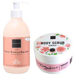 Paket Pemutih Tubuh Scarlett Whitening 2 In 1 (Body Scrub + Lotion)