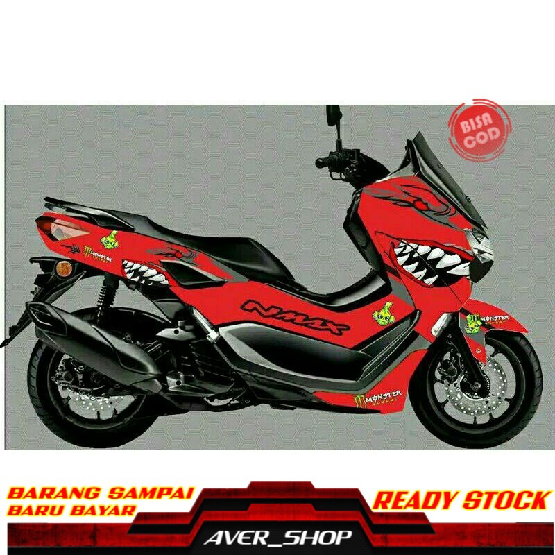 Decal Nmax New nmax 2020 Motif shark red full body Striping motor nmax 2020 variasi