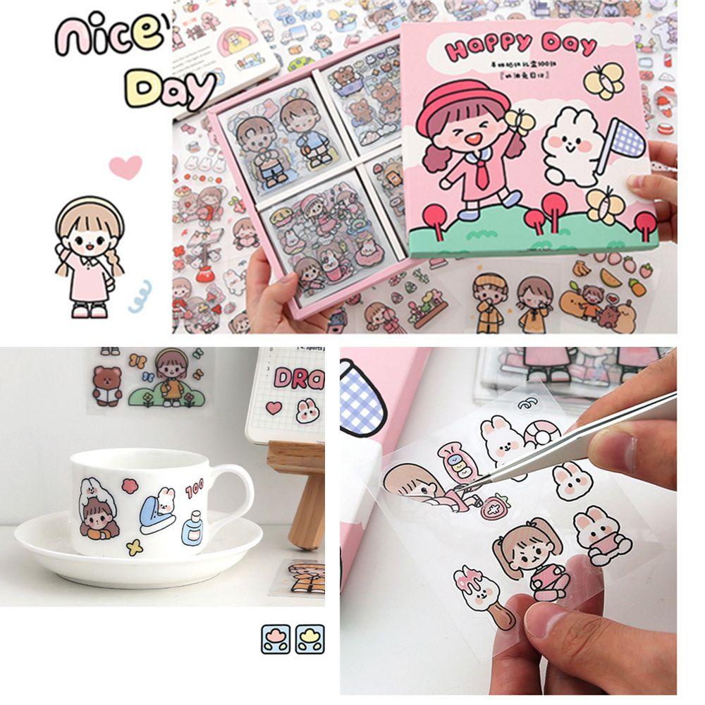 Chookyy 20pcs Stiker Hewan Peliharaan Perlengkapan Sekolah DIY Album Hias Diary Alat Tulis Kelinci Perempuan