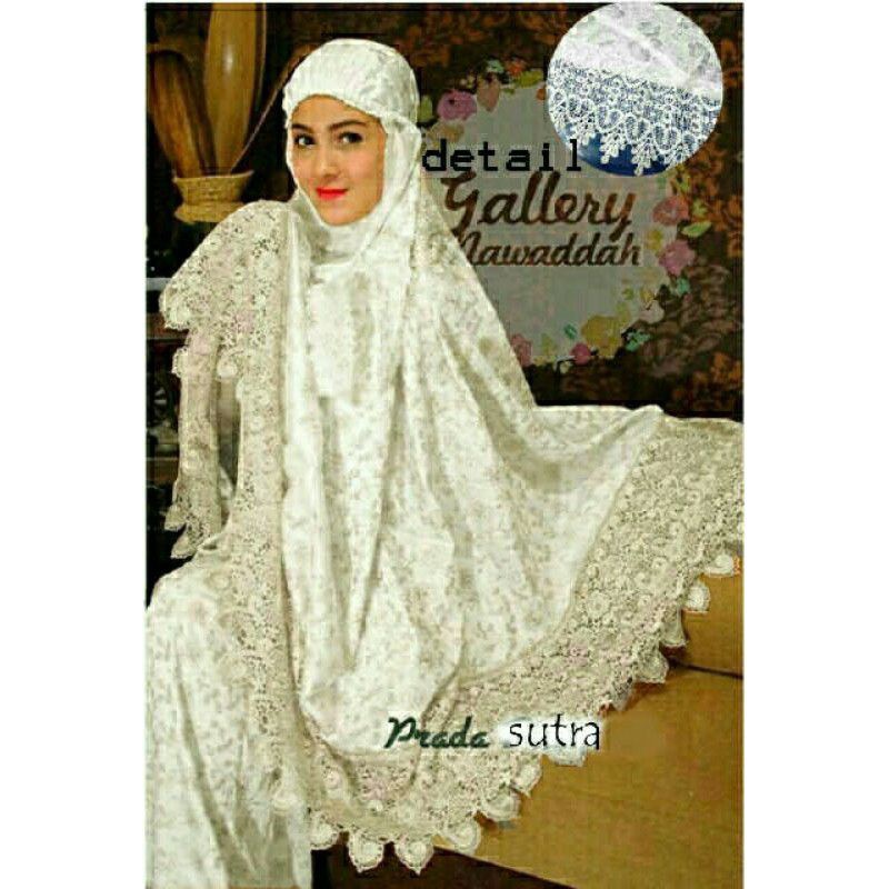 MUKENA PRADAS WHITE/MUKENA MURAH/MUKENA SUTRA MIX RENDA/MUKENA JUMBO/GROSIR TANAH ABANG/FREE ONGKIR