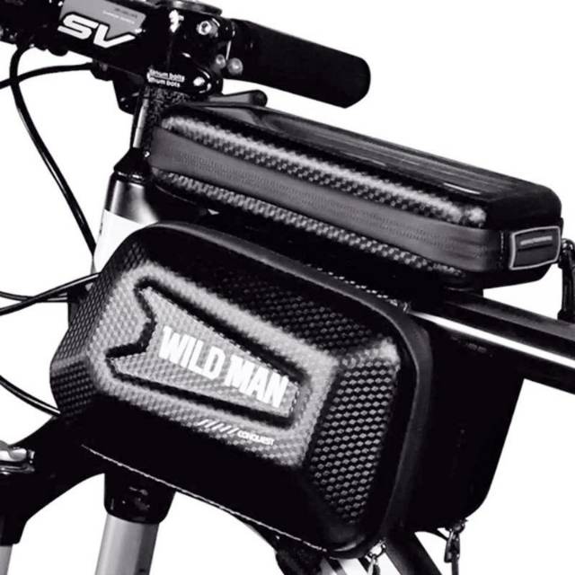 Tas Frame Sepeda Bag Wild Man Font Hard Case Bicycle Flip Cover Handphone Waterproof Tas Tahan Air