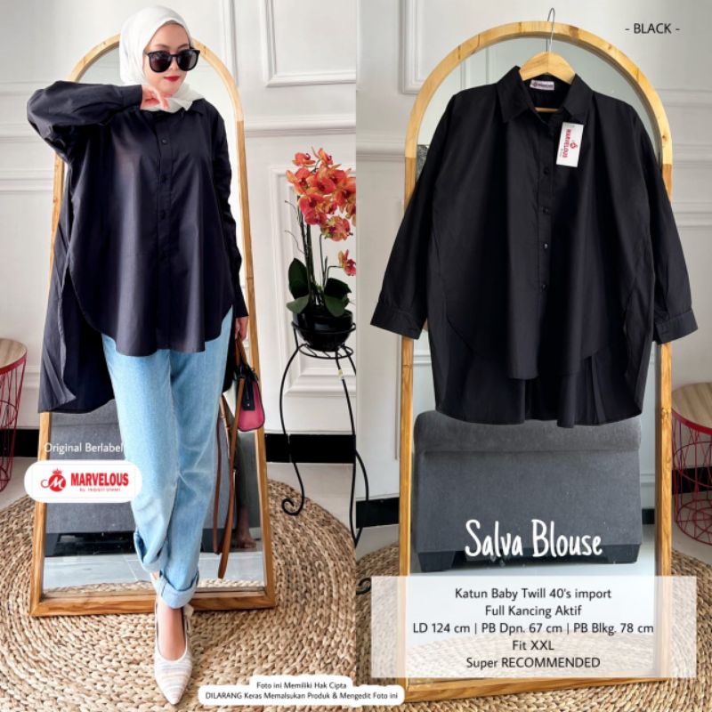 SALVA BLOUSE BY MARVELOUS (BLOUSE WANITA POLOS) Blouse katun muslimah Rekomended