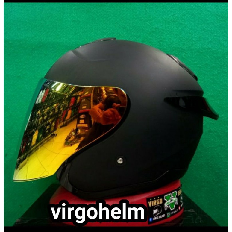 KYT HELM KYOTO HALF FACE HITAM DOFF PAKET GANTENG