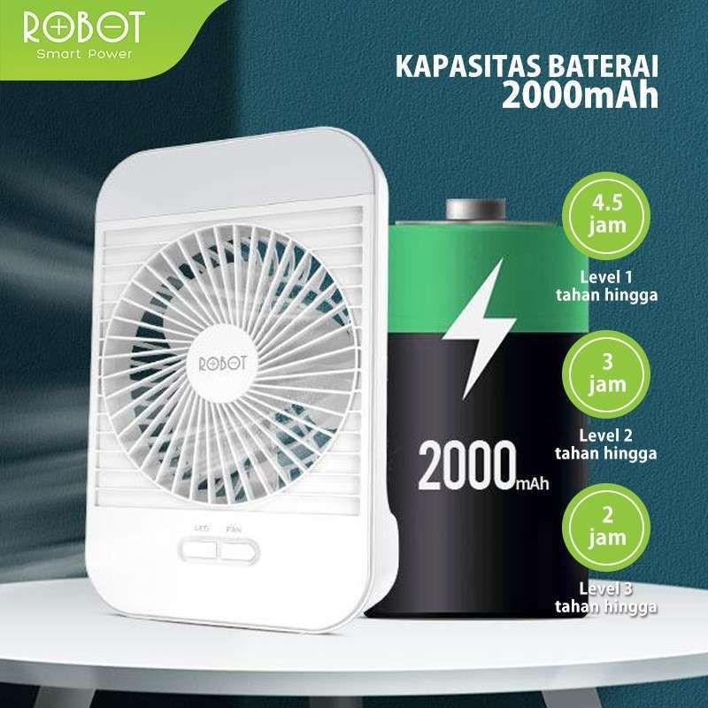 kipas angin ROBOT RT-BF14 2000MAH KIPAS PORTABLE FAN WITH LED