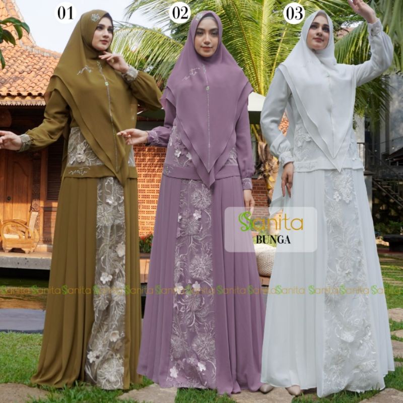 SALE Bunga Syari By Sanita / Gamis Pesta Mewah Ceruty
