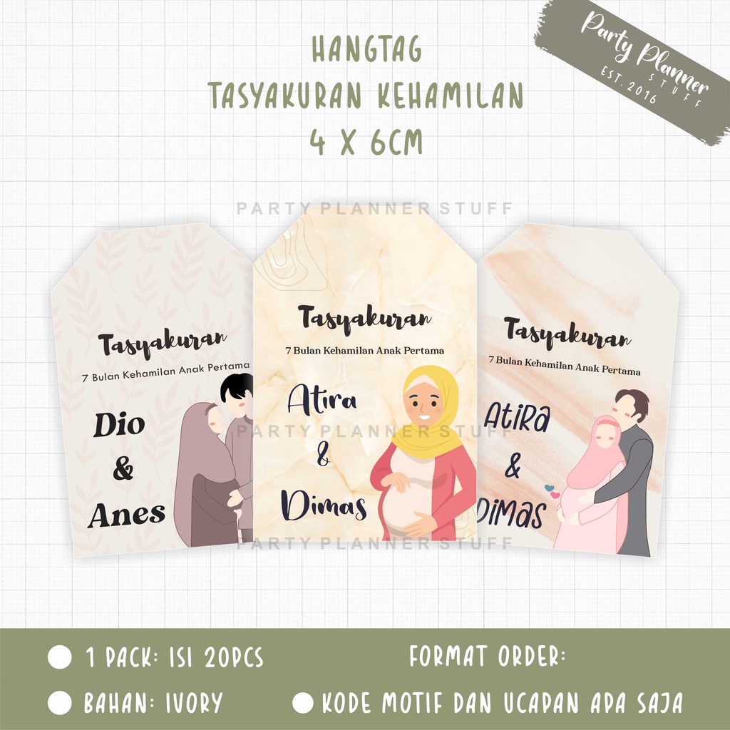 Jual Hangtag label ucapan tasyakuran kehamilan 4 bulanan 7 bulanan