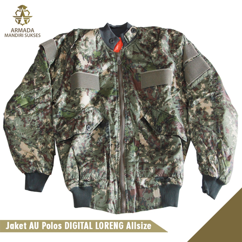 Jaket Bomber Loreng Digital - Jaket AU Digital Velcro