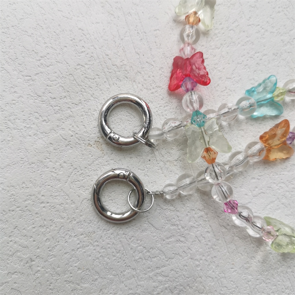 Gantungan Kunci Manik-Manik Kupu-Kupu Warna-Warni Bahan Akrilik Transparan Anti Hilang Untuk Ponsel