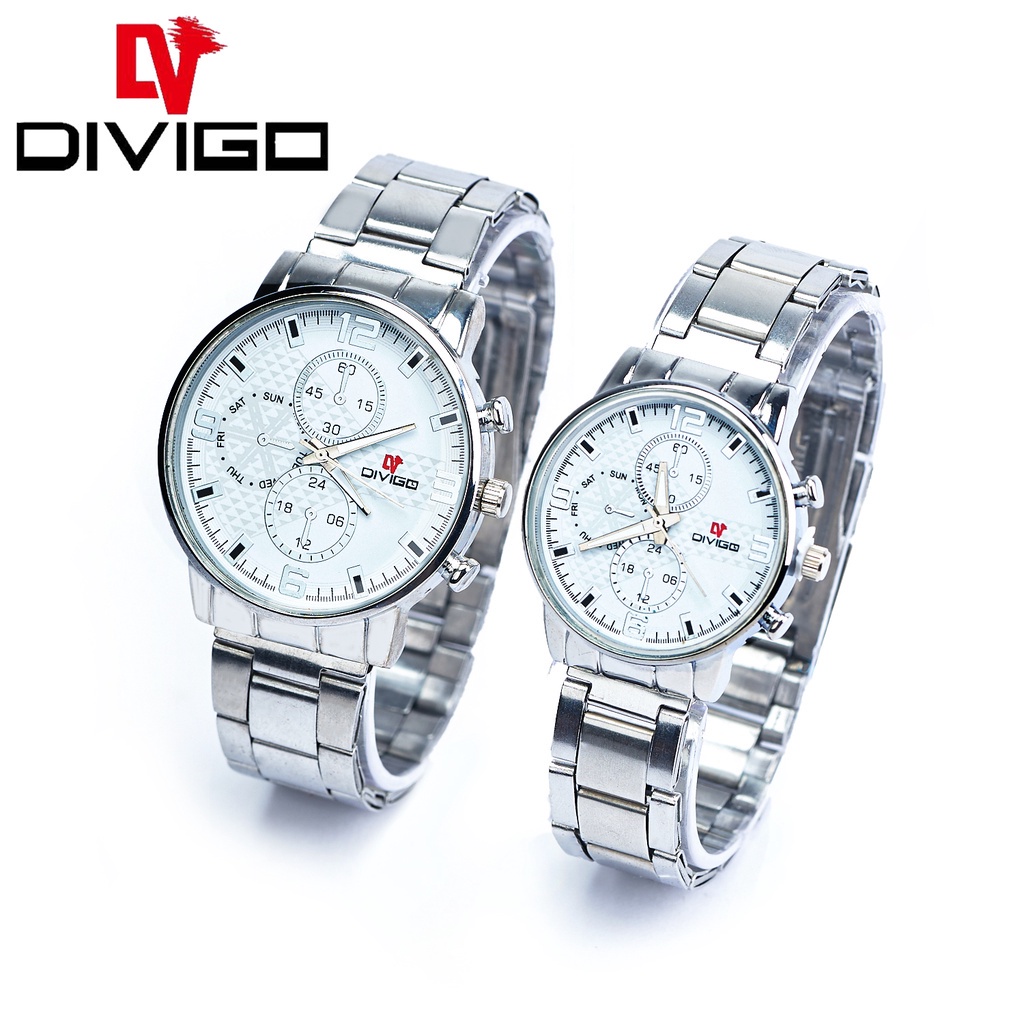 [DGS] Jam Tangan Couple DIVIGO Analog StaintLess 11502 Hitam