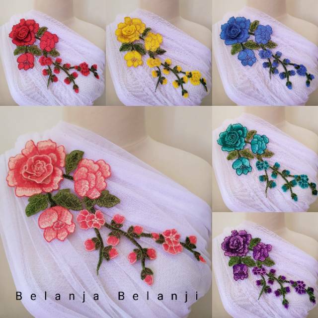  Patch Bordir  Big Little Flowers Aplikasi  Baju Aplikasi  