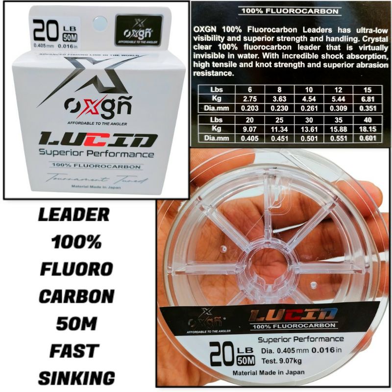 SENAR LEADER OXGN LUCID FLUORO CARBON 50M