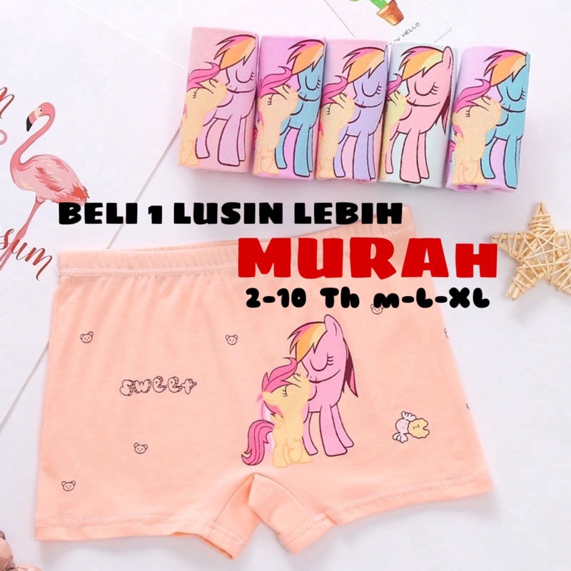 1 Lusin CD Celana Dalam Boxer Anak Bayi Perempuan 2 3 4 5 Tahun Katun Adem Celana Dalam Bokser Anak Cewek Little Pony