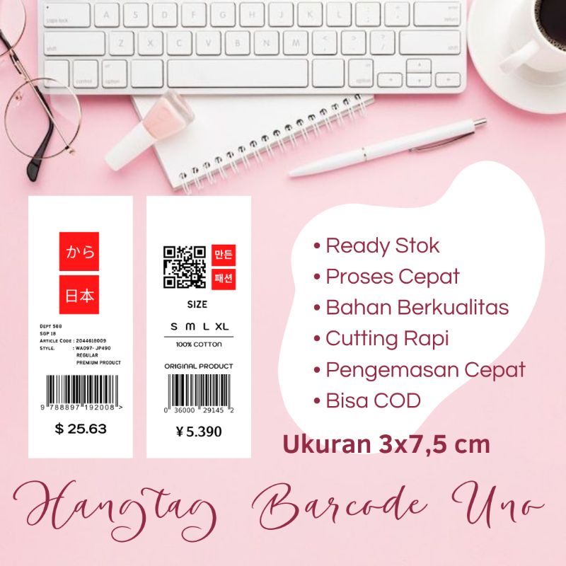 HANG TAG BAJU BARCODE UNO isi 60 pcs | Hangtag | Label Harga | Label baju | Tag Harga | Price Tag