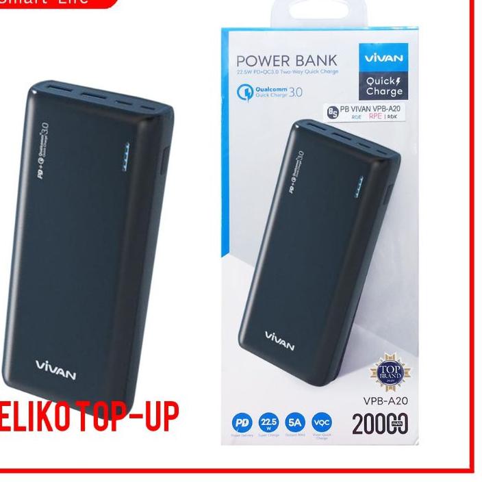 ✧ Power Bank Vivan 20000 mAh Garansi Resmi ✻