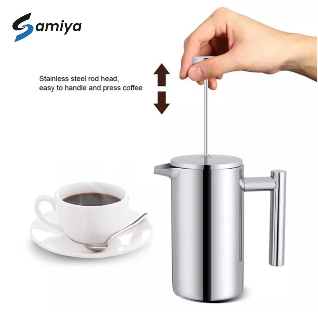 French press espresso maker stainless 800ml / french press coffee stainless  / coffee pot