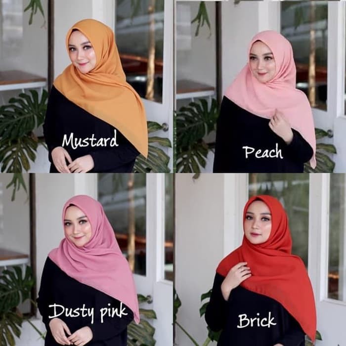 TBI Terbaru Bella Syantik Style Square Jilbab Polos Double Hycon Chiffon