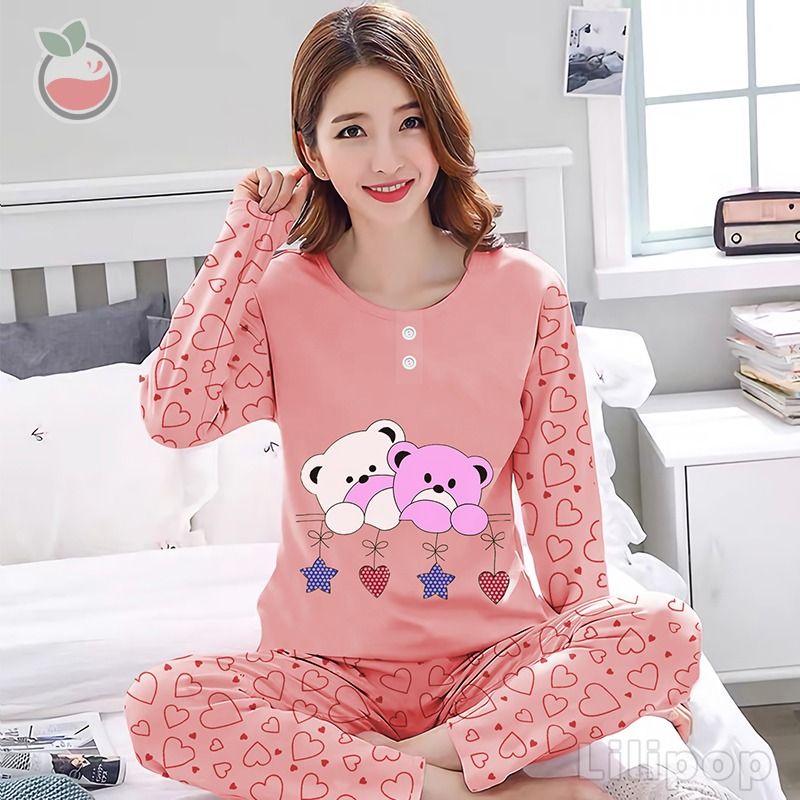 SUNCHERY COD BAJU TIDUR KEKINIAN PP ALL SIZE BAHAN KAOS/BAJU TIDUR PP TERJANGKAU/SLEEPWEAR-TWIN BEAR SALEM