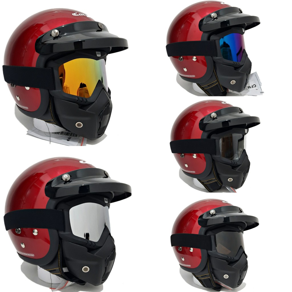 Helm Cargloss Retro Maroon Gloss Plus Goggle Mask