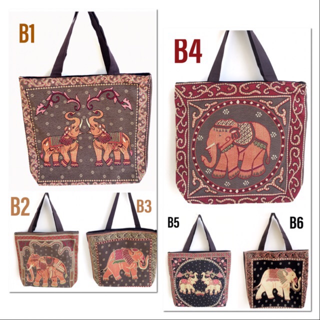 Tas Totebag kanvas thailand jinjing besar import elephant B series