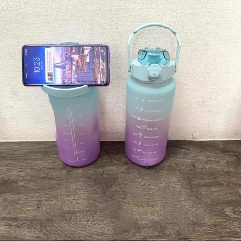 Botol Minum 2 liter Motivasi quitfit Jumbo 2000ml - Polos Ungu 2L