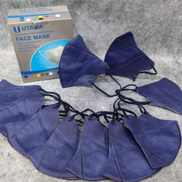 MASKER DUCKBILL Utama BOX ISI 50 3PLY FACE MASK 5 WARNA ADA GARIS MIRIP SENSI - PER BOX