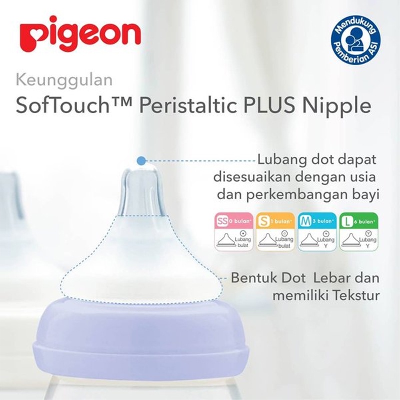 Pigeon Soft Touch Peristaltic Plus Nipple size S M L 2pcs Dot Bayi Pigeon