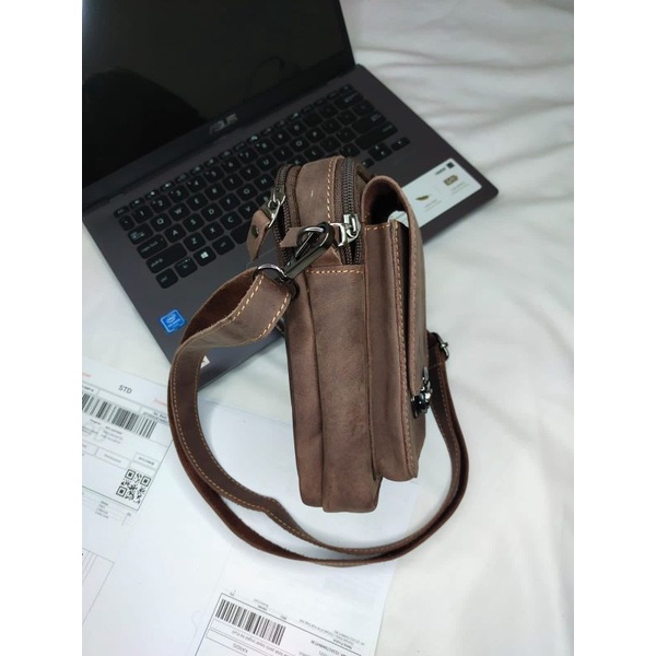 Tas kulit pria mini Classic full kulit sapi crazy horse