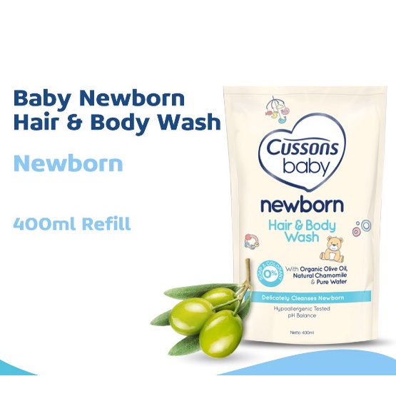 Cussons Newborn Hair &amp; Body Wash / Sabun+Shampo Bayi Baru Lahir Kemasan Botol dan Refill