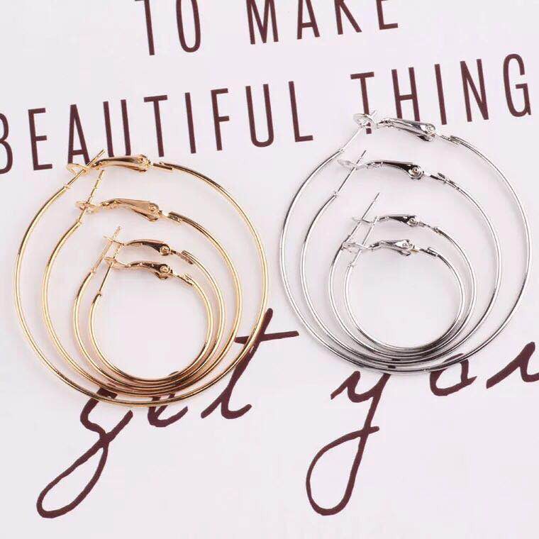 1 Pasang Anting Bulat Besar Ukuran 7cm / 10cm untuk Wanita / Anting Hoops