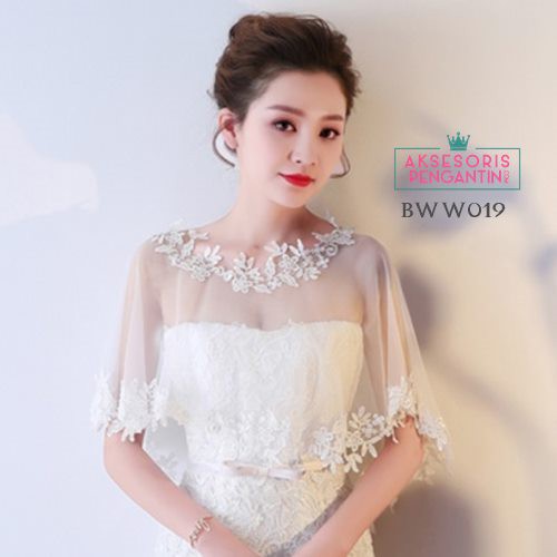 [STOK TERBATAS] AKSESORIS PENGANTIN LACE BOLERO KARDIGAN BROKAT KOREA PUTIH BWW019