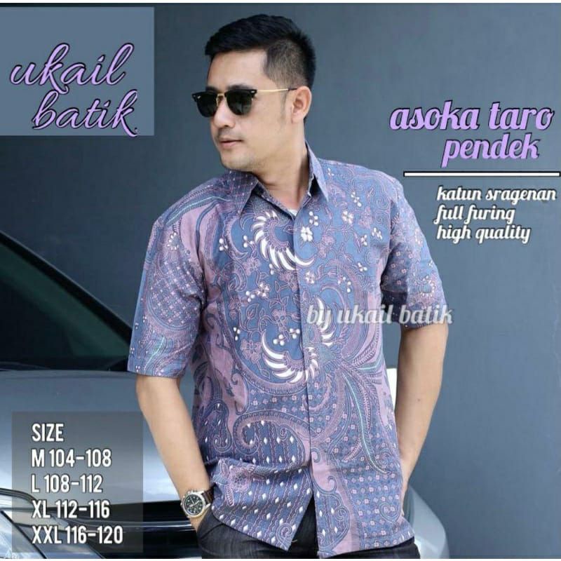 Asoka Taro Kemeja Batik Pria Lengan Pendek Lapis Furing Bahan Katun Halus Premium