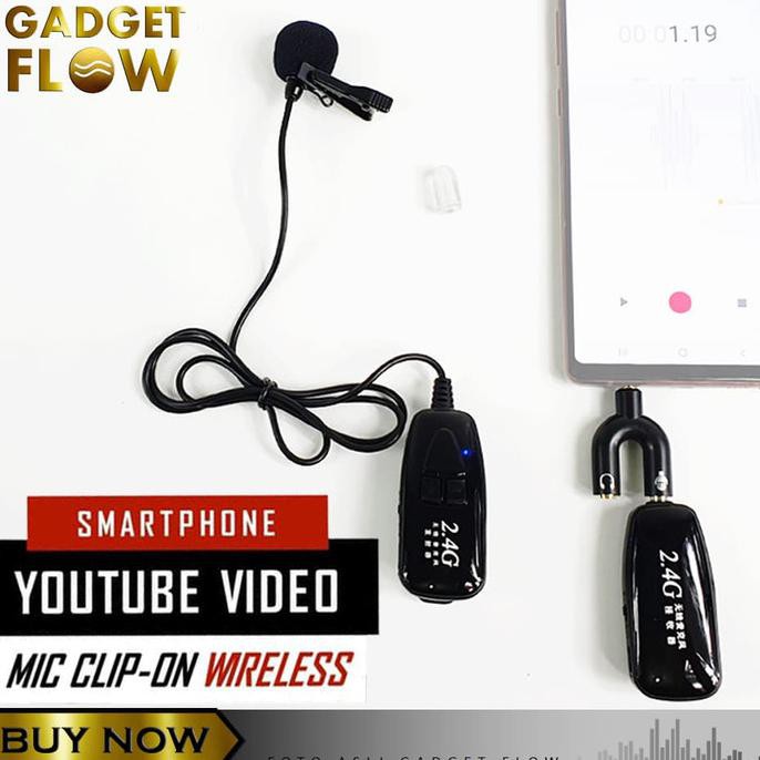 MICROPHONE MIC CLIP ON WIRELESS 2.4G PRANK VLOG UNTUK SMARTPHONE HP