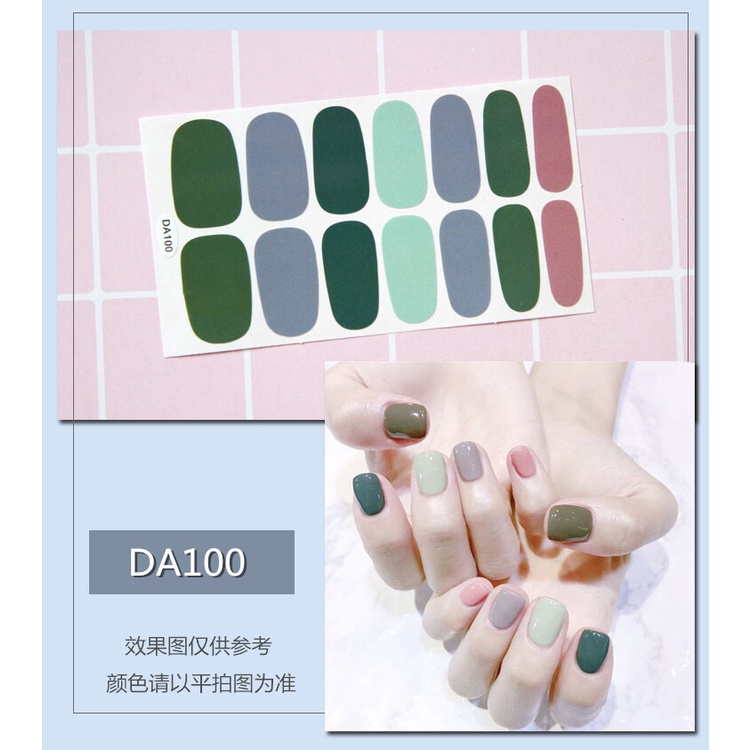 DA 14Pcs/Set Stiker Kuku Desain Bermotif High End Berlian Mutiara Permata Warna-Warni Untuk Tempel Tahan Air Tahan Lama Menicure Stickers Korea Self Adhesive Fashion Sticker kuku Full Aksesoris Dapat Kupas Mudah Digunakan Dan Dilepas Anti Air Nail Art