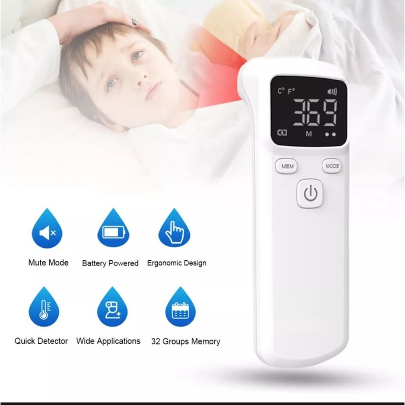 Termometer Tanpa Kontak Tembak Laser Infrared Thermogun Thermometer Gun Garansi
