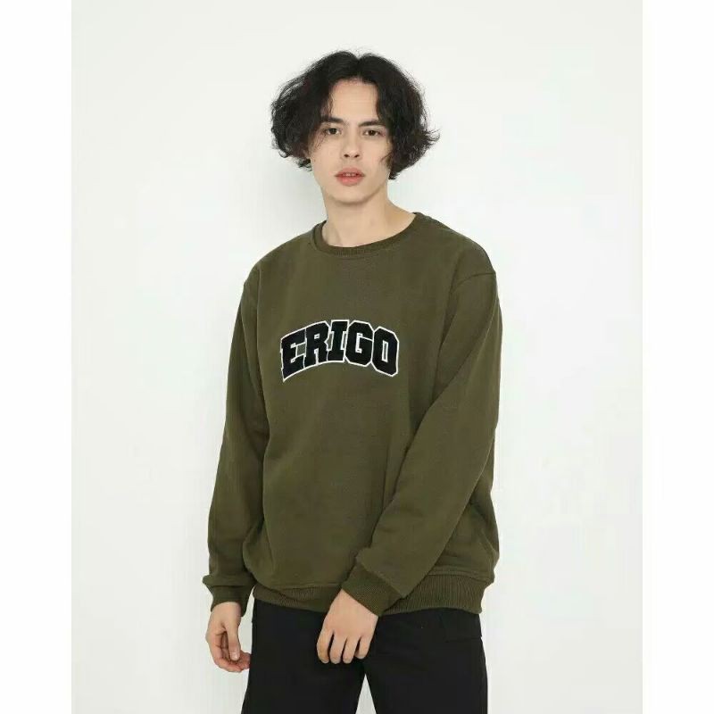 CREWNECK ERIGO HIJAU ARMY / SWEATER ERIGO / CREWNECK ERIGO WANITA / CREWNECK ERIGO PRIA
