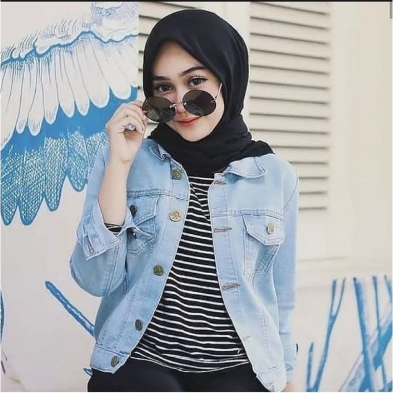 ARN - JAKET WANITA JEANS BIONDY DENIM KEKINIAN MURAH CROP WASHED Bisa COD