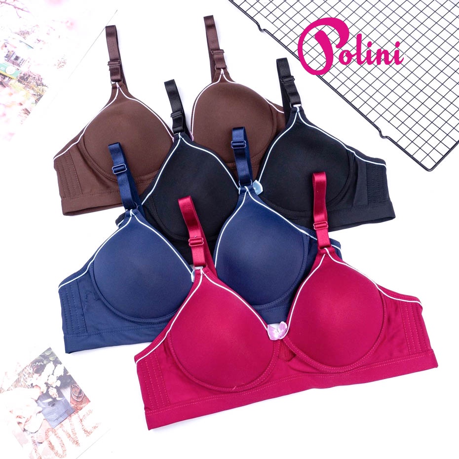 BEE - Bra Push Up Polini Bh Ukuran Besar 36 38 40 42 Tanpa Kawat Kancing 3 Polini A81