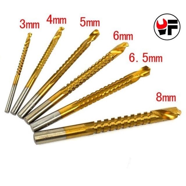 set 6pcs mata Bor gergaji potong kayu metal Cutting Drill saw titanium