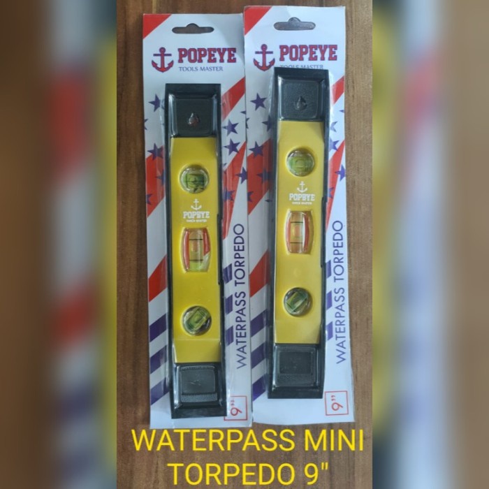 Waterpass Magnet Torpedo 9 inch Penggaris Level Mini 9inch 9&quot; Popeye Waterpas Tukang water pass pas