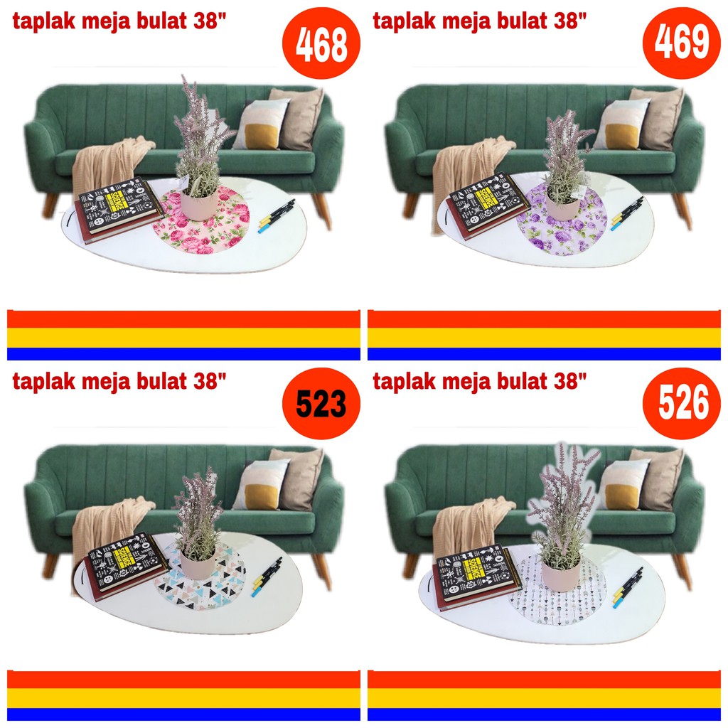 taplak meja atau table runner bulat bolak balik bermotif