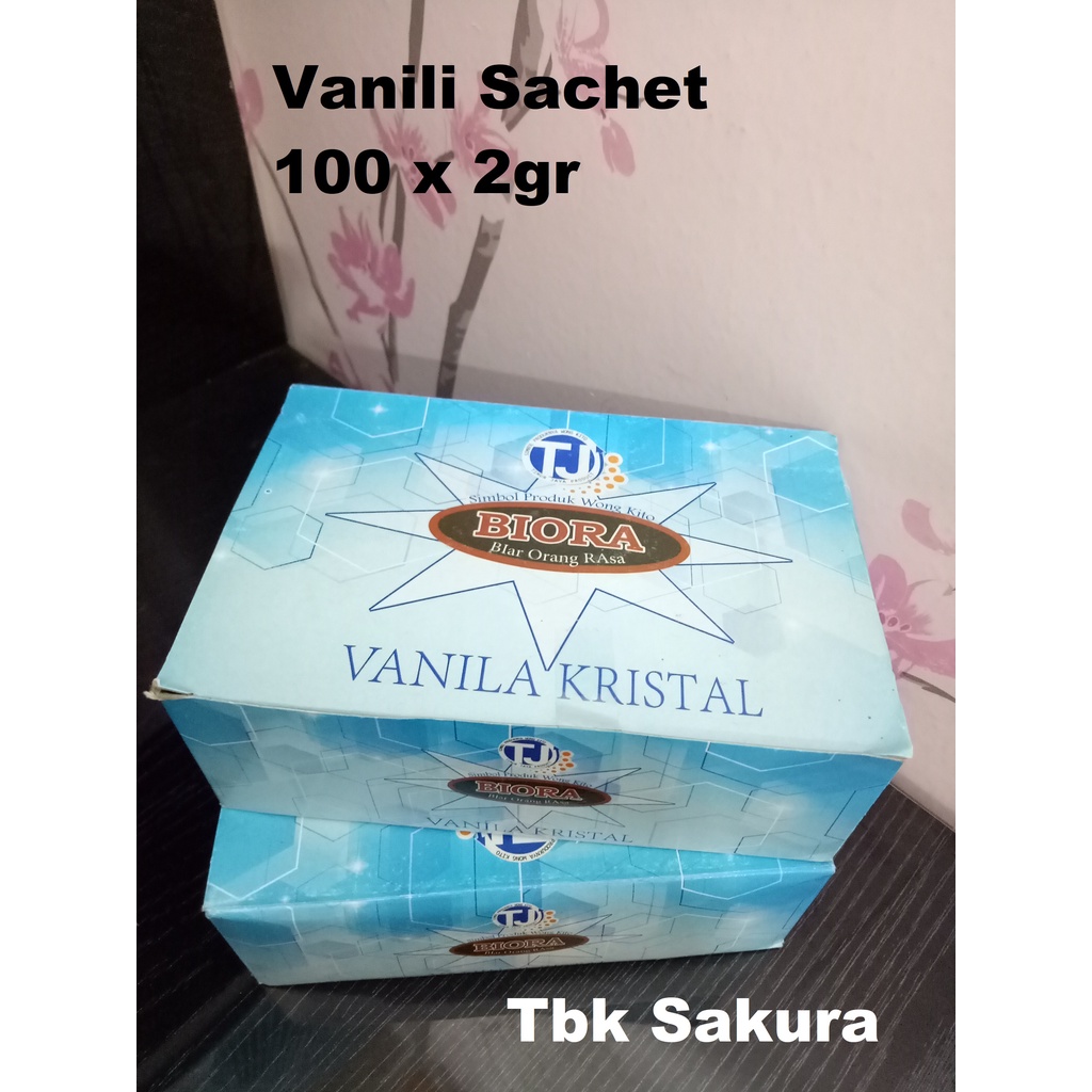 

Vanili Sachet biora 1 kotak isi 100bungkus 100x2gr