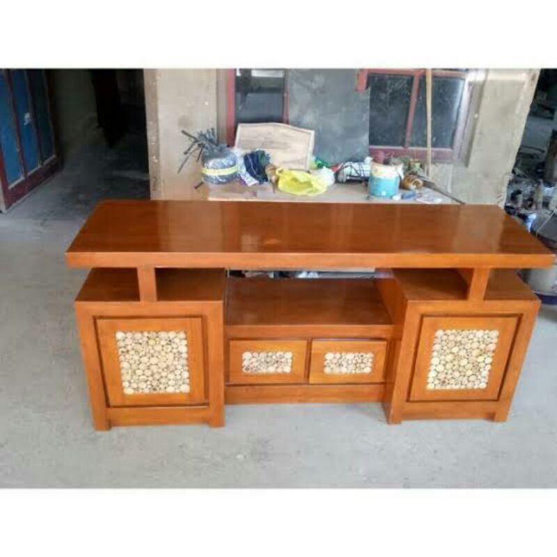 bufet tv.bifet meja hias. meja tv kayu jati perhutani super
