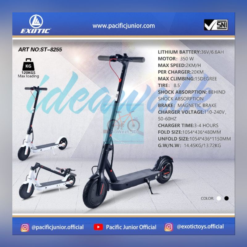 Scooter Skuter Otoped Electric Listrik Anak Dewasa EXOTIC ST-8255 | High Quality