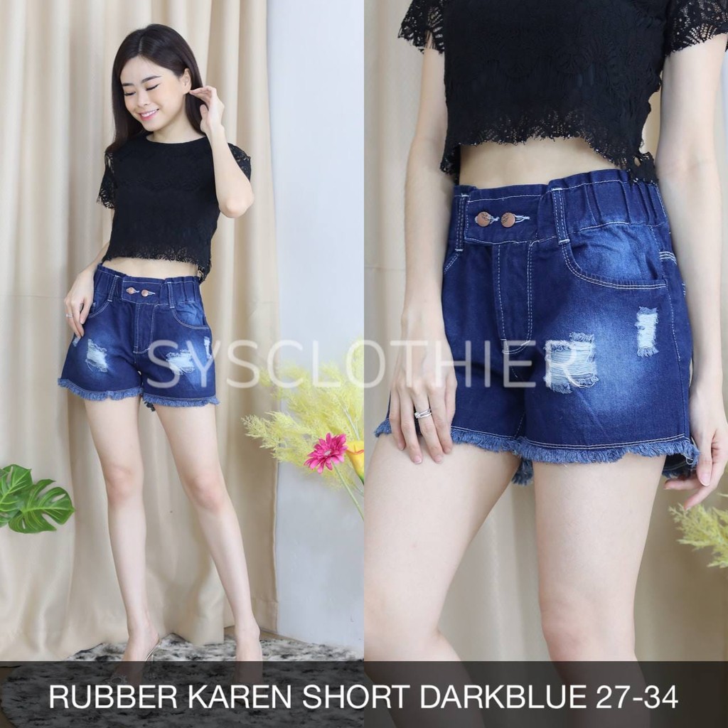 CELANA JEANS WANITA RUBBER KAREN SHORT