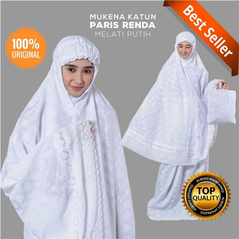 mukena katun paris renda ori murah/mukena dewasa/foto real