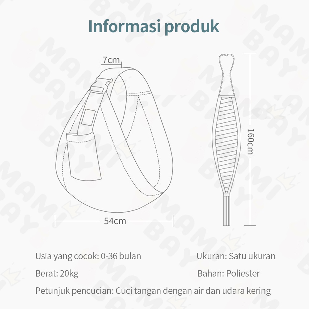 Mamibayi Kain gendongan bayi ukuran kecil geos baby carrier untuk memudahkan bayi tidur