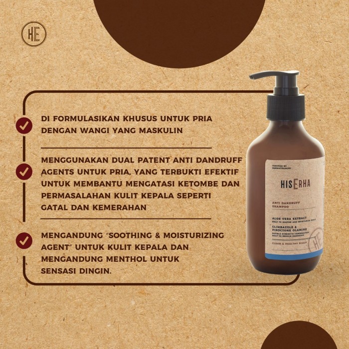 HIS ERHA Shampoo Pria Anti Ketombe - Anti Dandruff Shampoo 270 ml