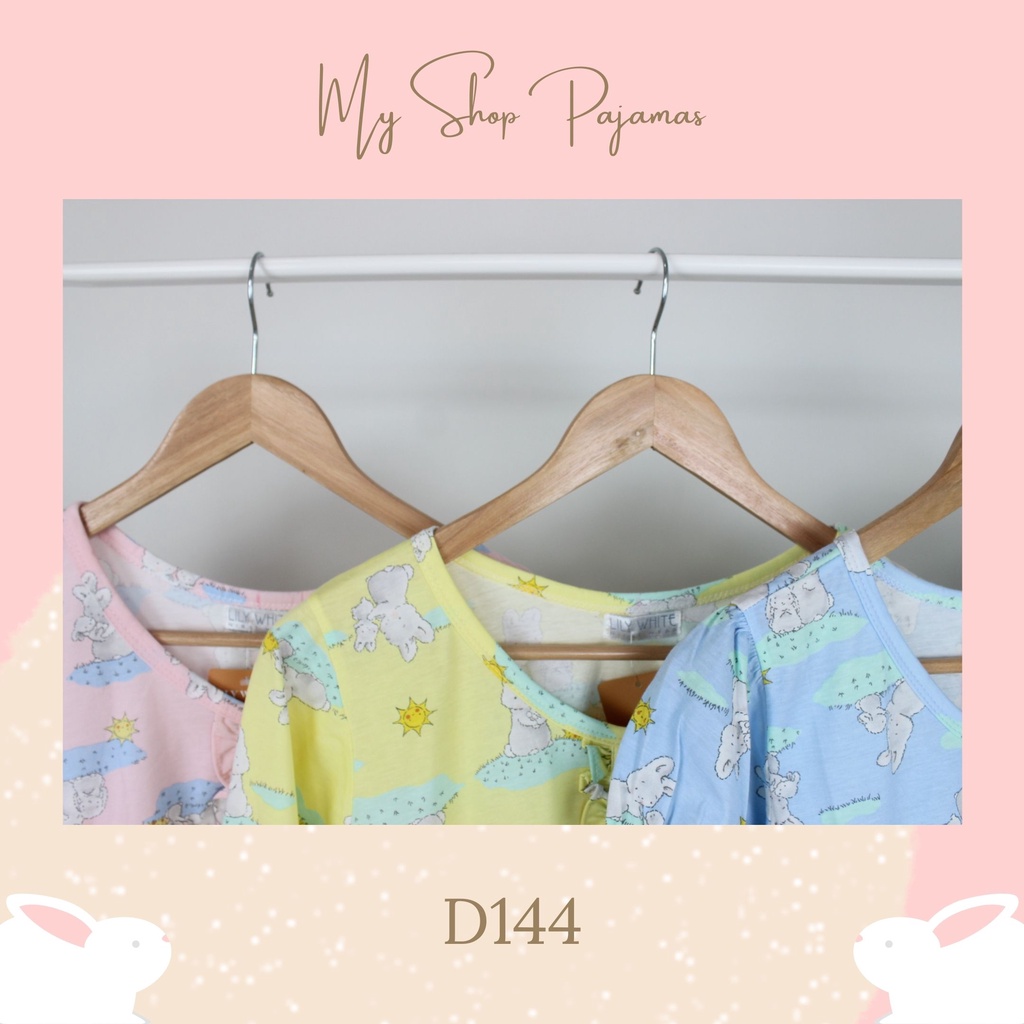 PIYAMA BABYDOLL WANITA TANGAN LENGAN PENDEK CELANA 3/4 LILY WHITE BAJUTIDUR DEWASA SLEEPWEAR PAJAMAS SPECIAL EDITION HPLW-4