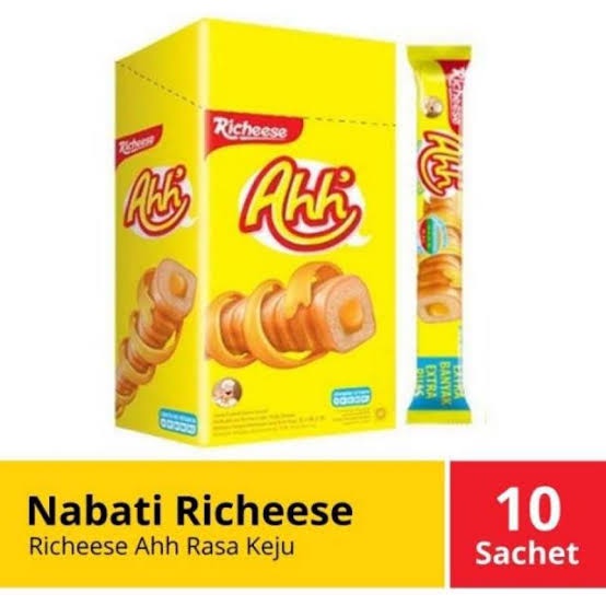 Snack Wafer bersalut keju Nabati Ahh Richeese ( isi 10 ) cemilan enak dan murah ecer 1000